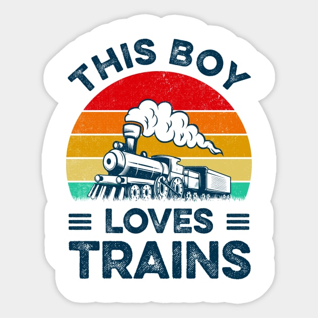 This Boy Loves Trains Gift Train Wagon Lover Gifts Sticker by LawrenceBradyArt